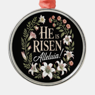 Adorno Metálico Él ha resucitado Aleluya Floral Pascua Cristiana