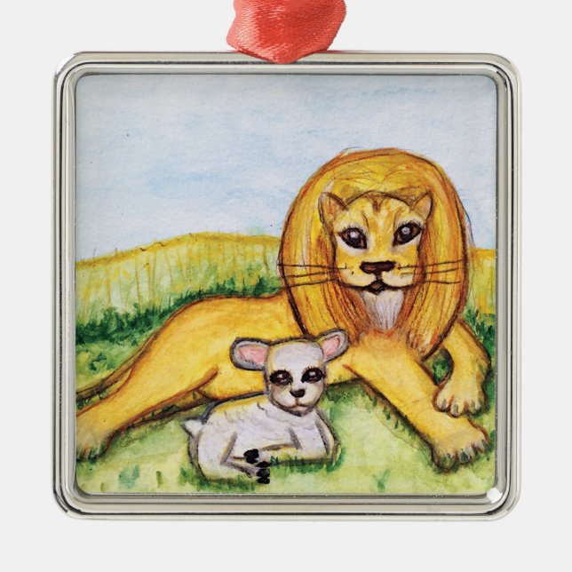 Adorno Metálico El león y el cordero (Frente)