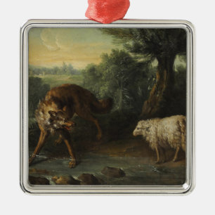 Adorno Metálico El lobo y el cordero (por Jean-Baptiste Oudry)