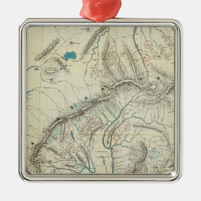 Adorno Metálico El mapa de Sleem de Alaska central (Frente)