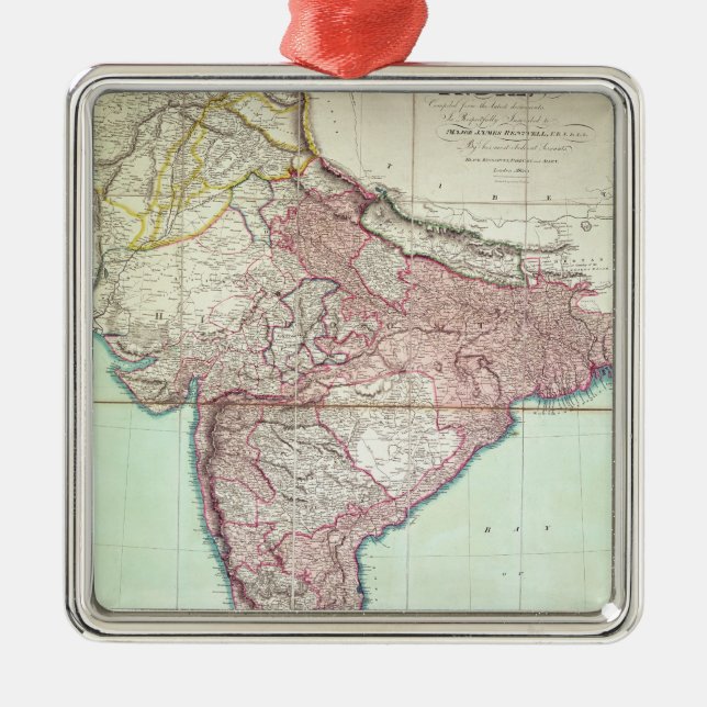 Adorno Metálico El mapa mejorado de la India publicó en Londres (Frente)