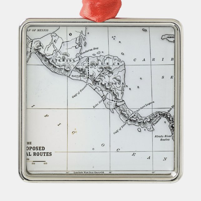 Adorno Metálico El mapa propuso las rutas ístmicas del canal (Frente)