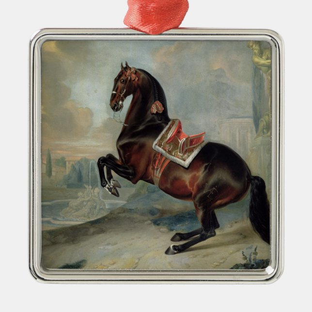 Adorno Metálico El oscuro caballo de la bahía "Valido" (Frente)