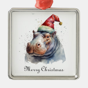 Adorno Metálico El pequeño hipopótamo de Santa, personalizado