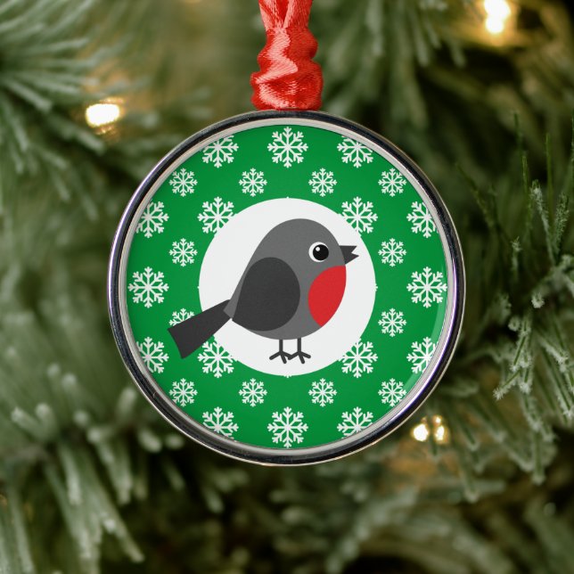 Adorno Metálico El Personalizado Robin con las copas de nieve (Árbol)