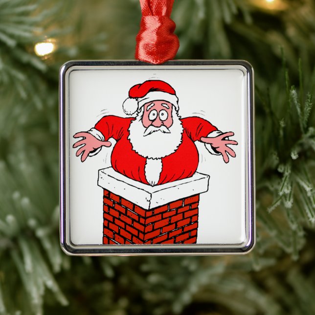 Adorno Metálico El personalizado Santa Claus se atoró en la chimen (Árbol)
