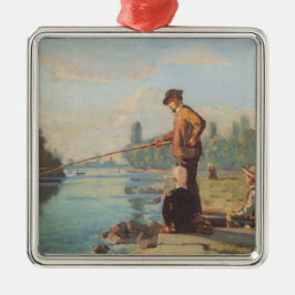 Adorno Metálico El pescador (pesca al aire libre) (enredo) (río)