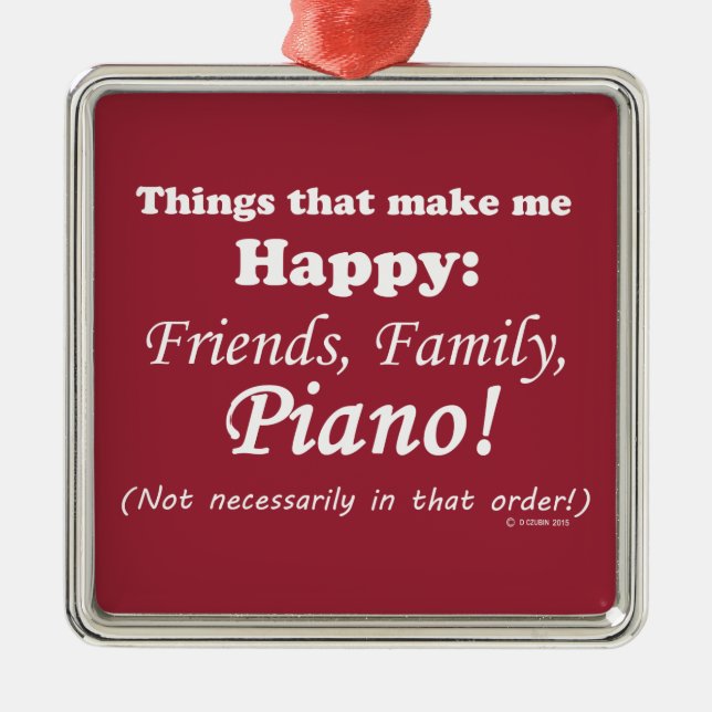 Adorno Metálico El piano me hace feliz (Frente)