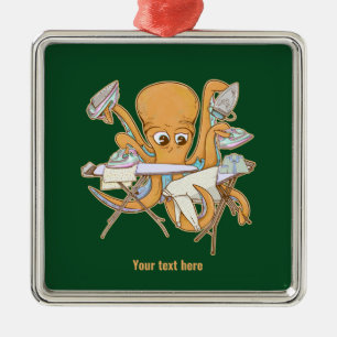 Adorno Metálico El planchado de pulpo, abrumado por las tareas.