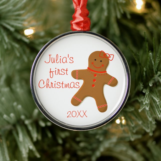 Adorno Metálico El primer pan de jengibre de Navidad de la niña be (Árbol)