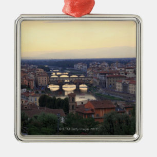 Adorno Metálico El río y el Ponte Vecchio de Arno en Florencia,