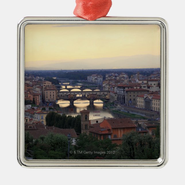 Adorno Metálico El río y el Ponte Vecchio de Arno en Florencia, (Frente)