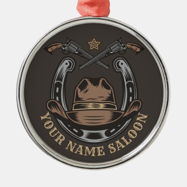 Adorno Metálico El salvaje Revólver Oeste Horseshoe Cowboy Saloon (Frente)