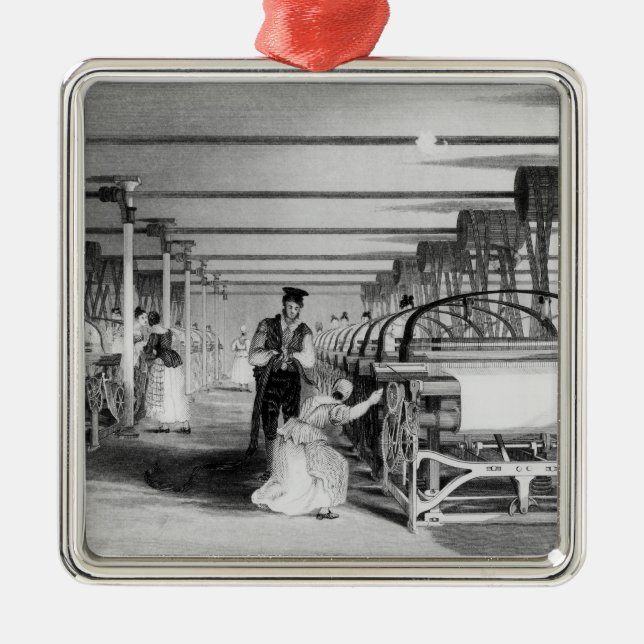 Adorno Metálico El tejer del telar de poder, grabado por J. (Frente)