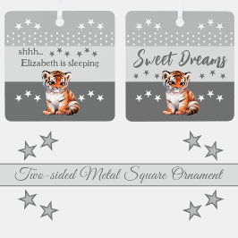 Adorno Metálico El tigre lindo shhh add name es gris dormido