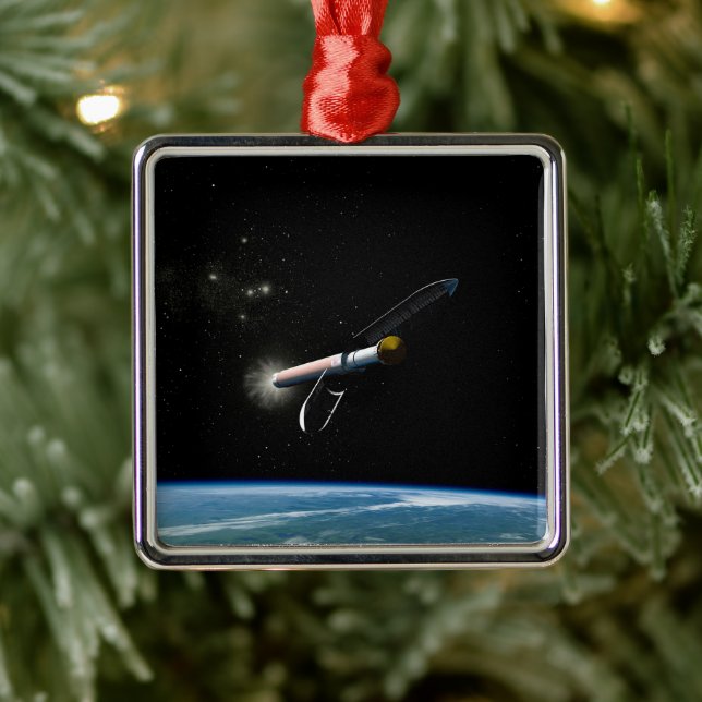 Adorno Metálico El Vehículo De Lanzamiento Atlas V541 En Órbita. (Árbol)