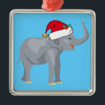 Adorno Metálico Elefante navidad<br><div class="desc">Hermoso elefante vacacional con sombrero rojo de Santa. Un lindo regalo de Navidades para alguien que ama los animales salvajes y el capricho.</div>