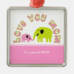 Adorno Metálico Elefantes Cute regalo del Día de la Madre