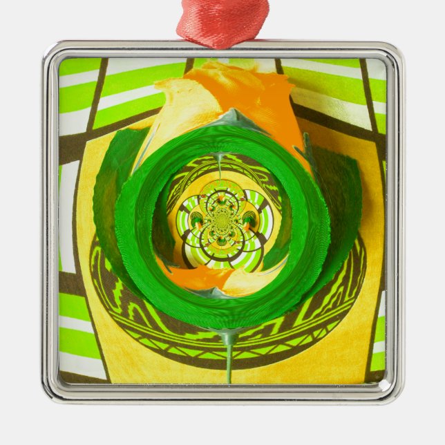 Adorno Metálico Elegancia dorada: bello arte rosa amarillo african (Frente)