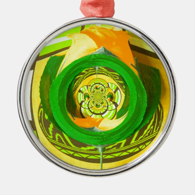 Adorno Metálico Elegancia dorada: bello arte rosa amarillo african (Frente)