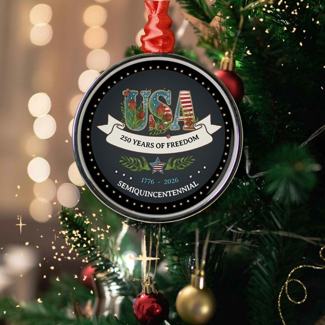 Adorno Metálico Elegant 250th Anniversary Bold Charcoal Silver  (Elegant 250th Anniversary Bold Charcoal Silver Metal Ornament)