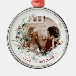 Adorno Metálico Elegant Merry Christmas wreath photo Metal Ornamen