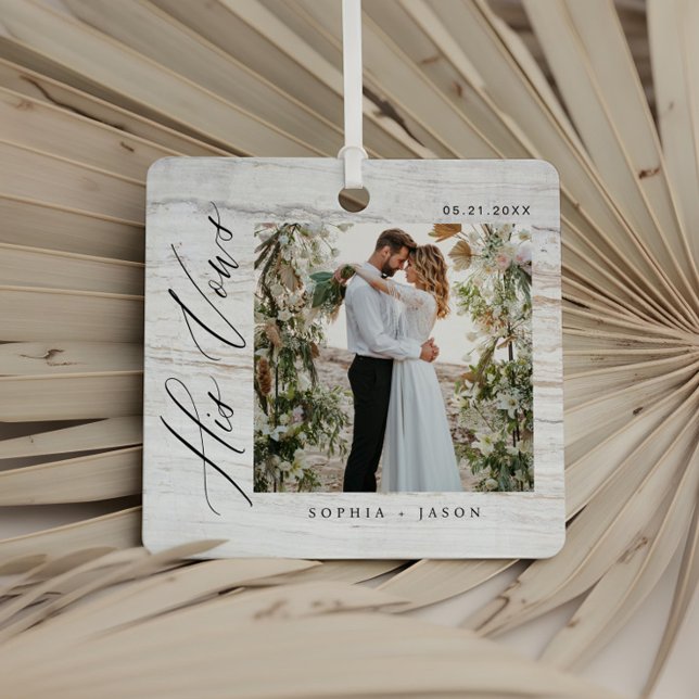 Adorno Metálico Elegant Minimal Wedding His Vows Couples Photos (Elegant Minimal Wedding His Vows Couples Photos Metal Ornament)