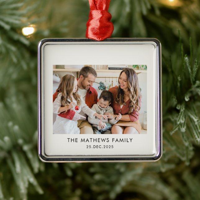 Adorno Metálico Elegant Modern Minimal Family Photo Christmas (Árbol)