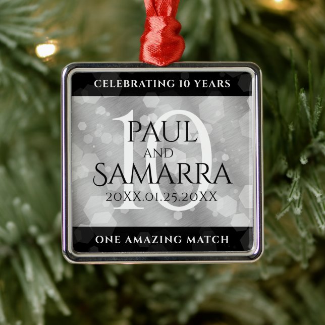 Adorno Metálico Elegante 10° Aniversario del Boda Tin (Árbol)