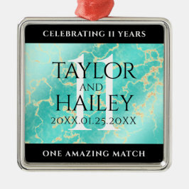 Adorno Metálico Elegante 11º Aniversario Boda Turquesa