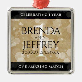 Adorno Metálico Elegante 1er aniversario de Boda de papel