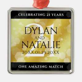 Adorno Metálico Elegante 21ª celebración del Aniversario del Boda 