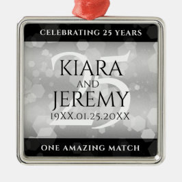 Adorno Metálico Elegante 25° aniversario Boda de Plata