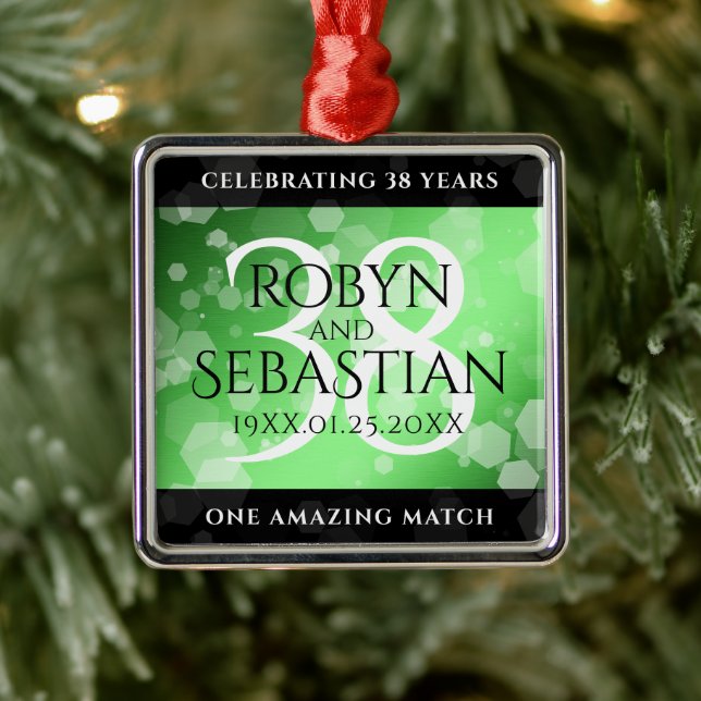 Adorno Metálico Elegante 38° aniversario de Boda Esmeralda (Árbol)