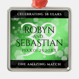 Adorno Metálico Elegante 38° aniversario de Boda Esmeralda