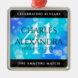 Adorno Metálico Elegante 41° Aniversario del Boda de Topaz Azul