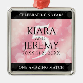 Adorno Metálico Elegante 5º Rosa Aniversario del Boda del Cuartz