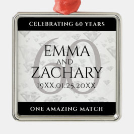 Adorno Metálico Elegante 60° Aniversario del Boda del Diamante
