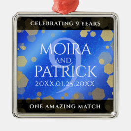 Adorno Metálico Elegante 9° Aniversario del Boda Lapis Lazuli