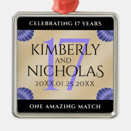 Adorno Metálico Elegante aniversario Boda de 17 conchas