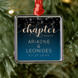 Adorno Metálico Elegante Boda azul oceánico Peach Un Capítulo Nuev