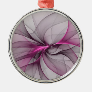 Adorno Metálico Elegante Caos Moderno Arte Abstracto Fractal Rosa