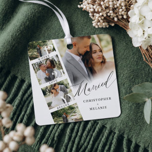 Adorno Metálico Elegante Colgante de Fotos de Boda para Recuerdo