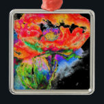 Adorno Metálico Elegante cuadro de acuarela floral rojo<br><div class="desc">resumen romántico surrealista vibrante pintura de acuarela de adormidera roja de H Cooper</div>