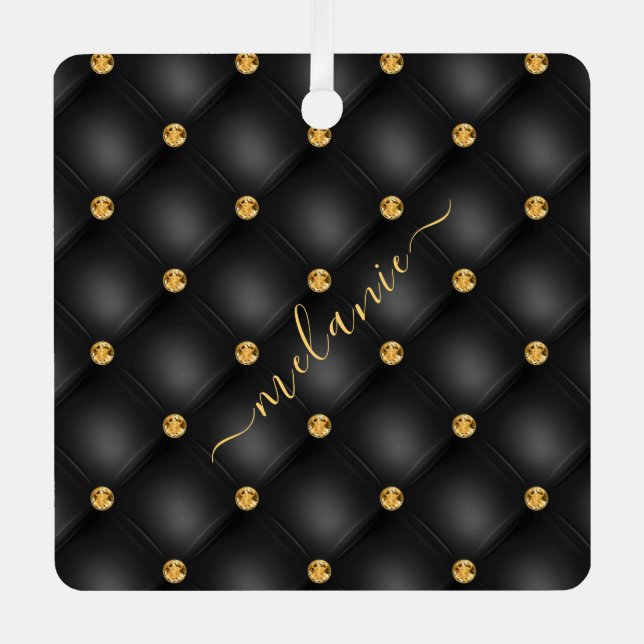 Adorno Metálico Elegante diamante negro dorado Personalizado tacha (Anverso)