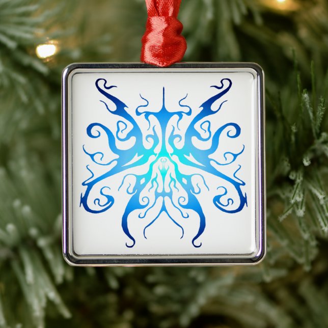 Adorno Metálico Elegante diseño de tatuaje tribal - azul (Árbol)