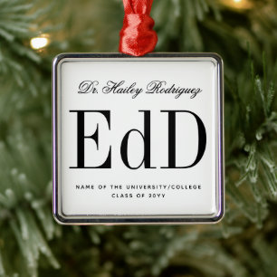 Adorno Metálico Elegante EdD Doctorado En Educación Graduación