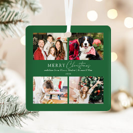 Adorno Metálico Elegante familia verde 4 Navidades de Collage de f