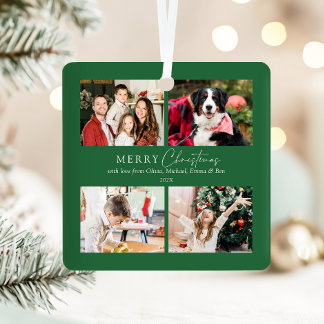 Adorno Metálico Elegante familia verde 4 Navidades de Collage de f
