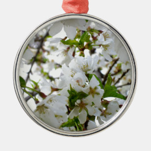 Adorno Metálico Elegante Flor Blanca árbol de floración blanca